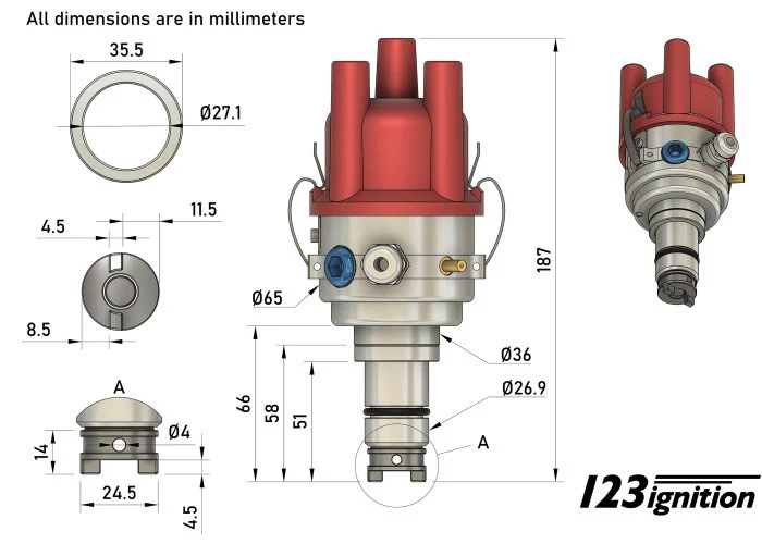 123 Bluetooth Programmable Distributor for Porsche and VW 4-cylinder cars with D-Jetronic EFI System - Image 2