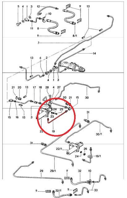 Porsche 914/914-6 DirectFit Center Tunnel Line to Pressure Regulator #19 (70 - Late 74)