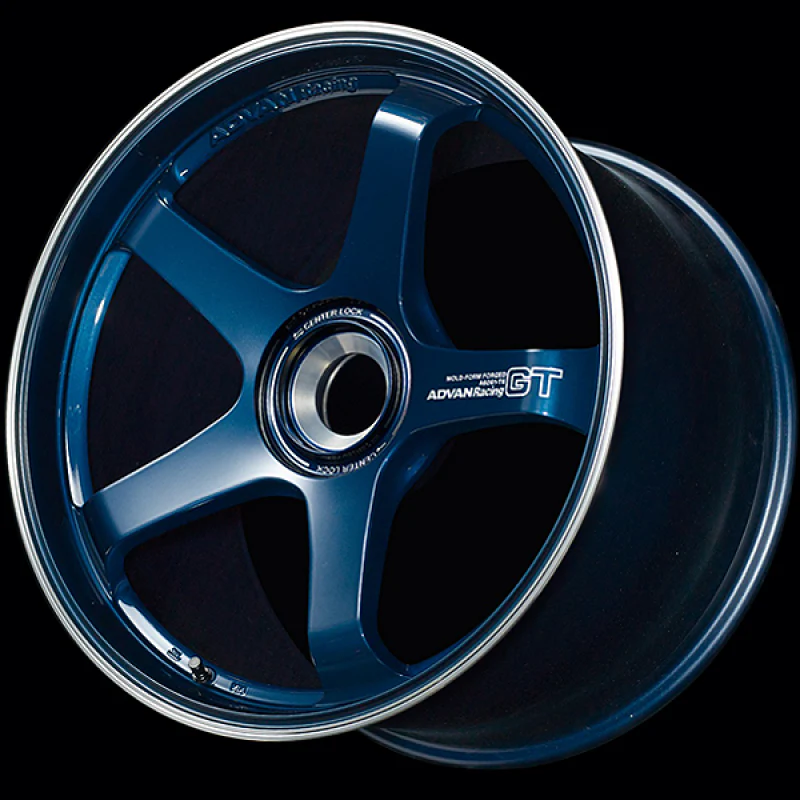 ADVAN Racing GT Center Lock 20x9 +49 Center Lock Wheel for Porsche - Racing Titanium Blue and Ring