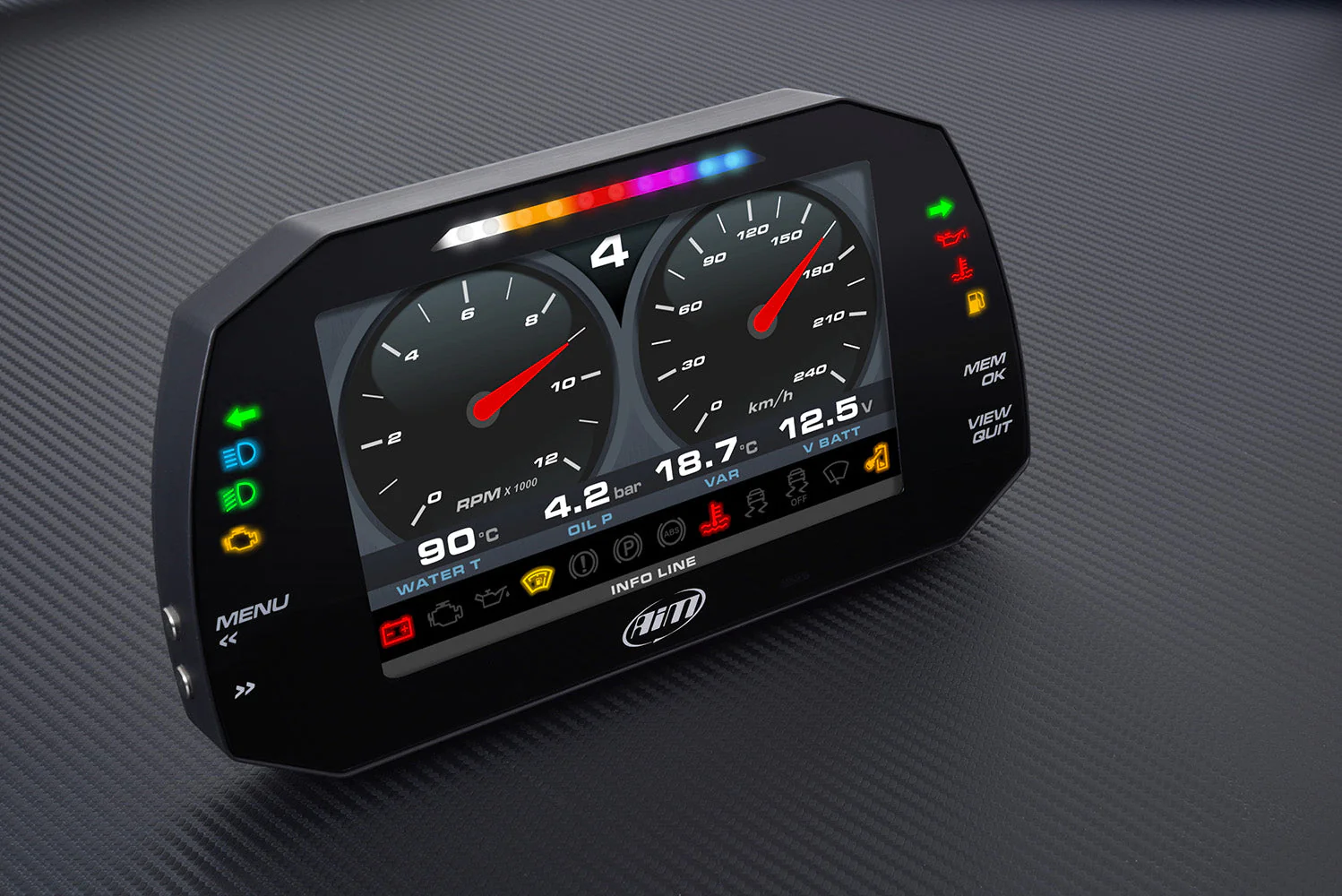 AiM Sports MXG 1.3 Strada Large Color TFT Dash - Track Use - Image 15