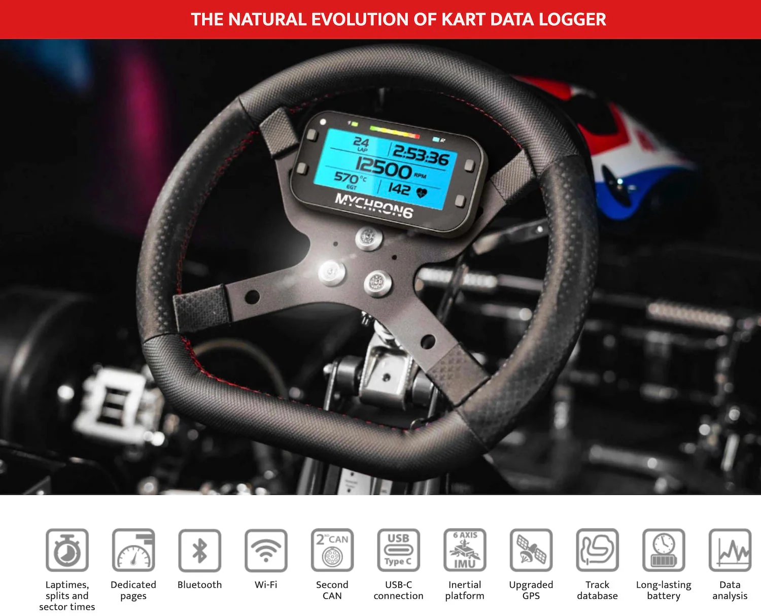 AiM MyChron6 Digital Data Logging Dash For Kart Racing - Image 14