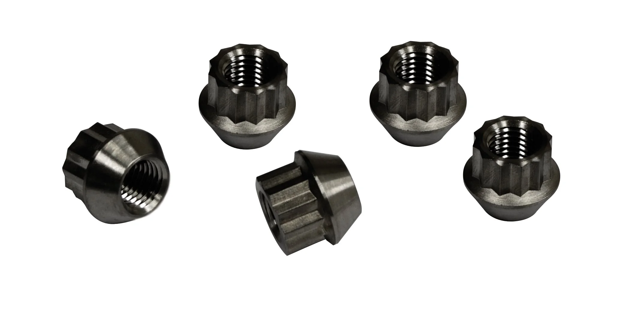 Alloy Lug Nuts, Black, M14-1.5, Set of 5