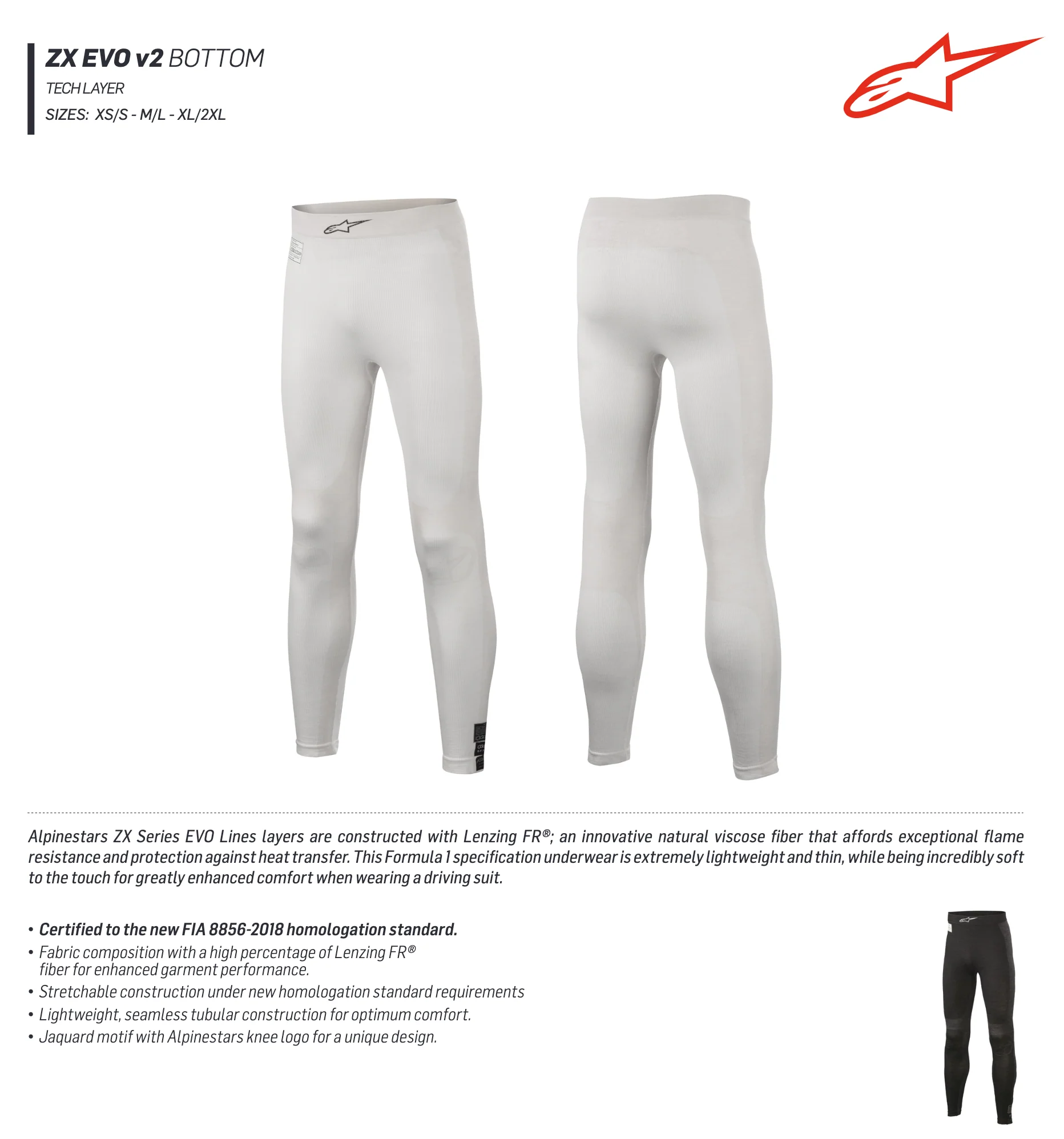 Alpinestars ZX EVO v2 Underlayer Pants - Driver Base Layer - Image 6