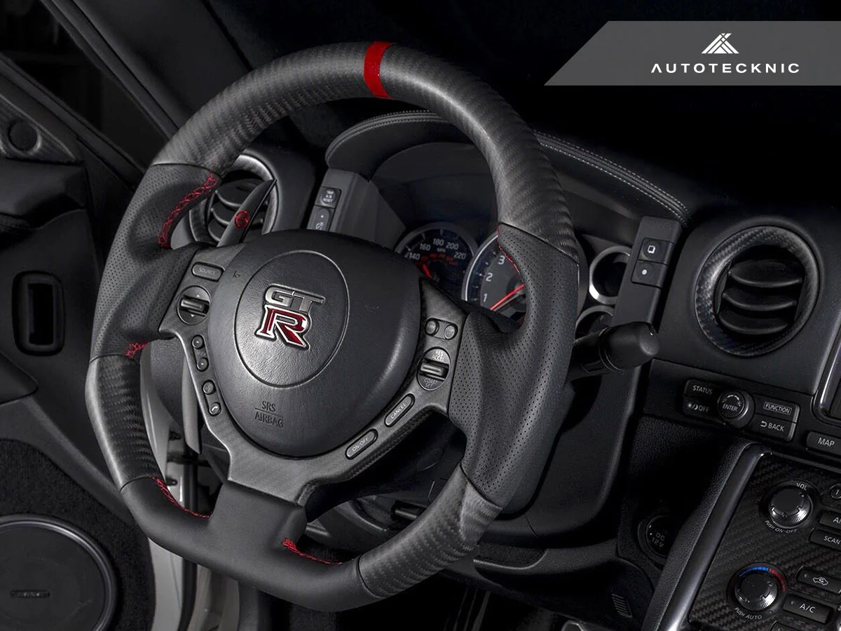 AutoTecknic Dry Carbon Fiber Steering Wheel Trim - Nissan R35 GTR - Image 2