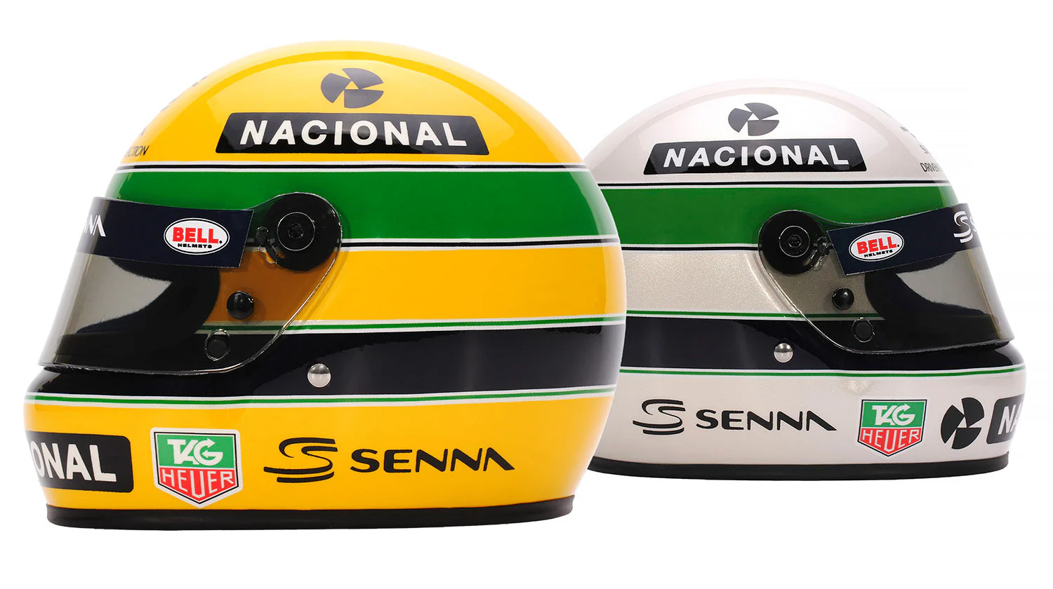 Bell Ayrton Senna 30 Year Legacy 1:2 Scale F1 Mini Helmet, Yellow and Pearl Liveries - Image 2
