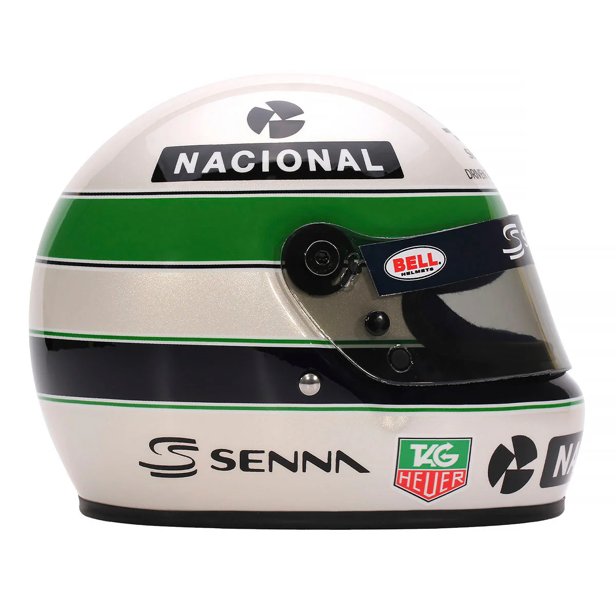 Bell Ayrton Senna 30 Year Legacy 1:2 Scale F1 Mini Helmet, Yellow and Pearl Liveries - Image 4