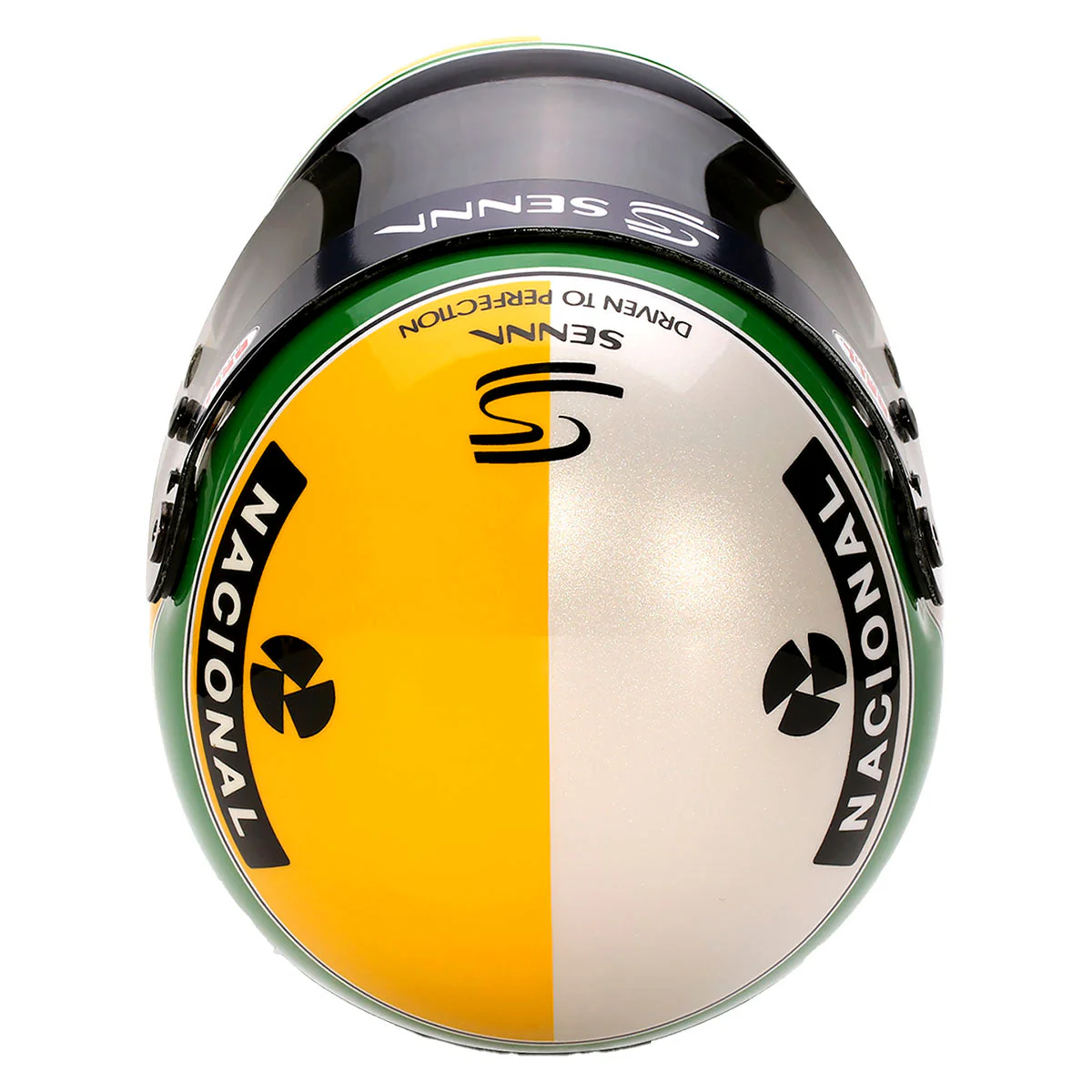 Bell Ayrton Senna 30 Year Legacy 1:2 Scale F1 Mini Helmet, Yellow and Pearl Liveries - Image 6