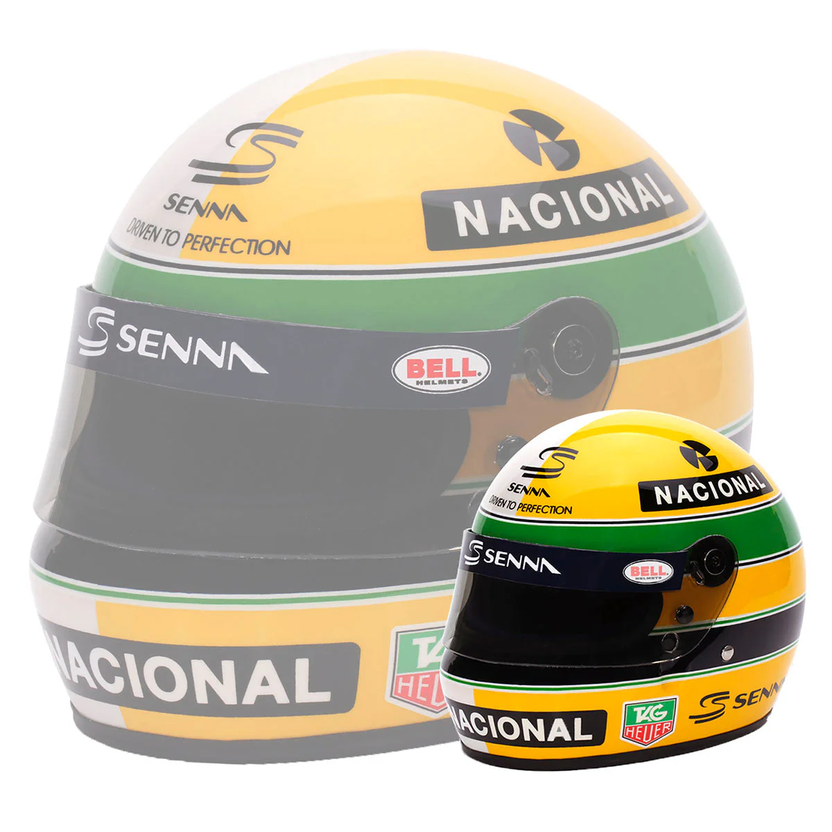 Bell Ayrton Senna 30 Year Legacy 1:2 Scale F1 Mini Helmet, Yellow and Pearl Liveries - Image 7