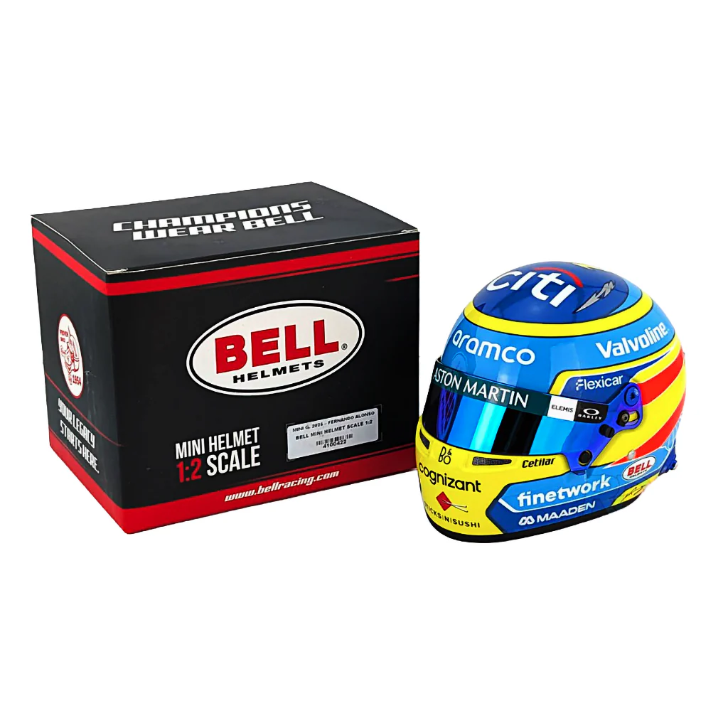 Bell HP77 Fernando Alonso 1:2 Scale F1 Mini Helmet for Aston Martin 2025 F1 Season - Image 5