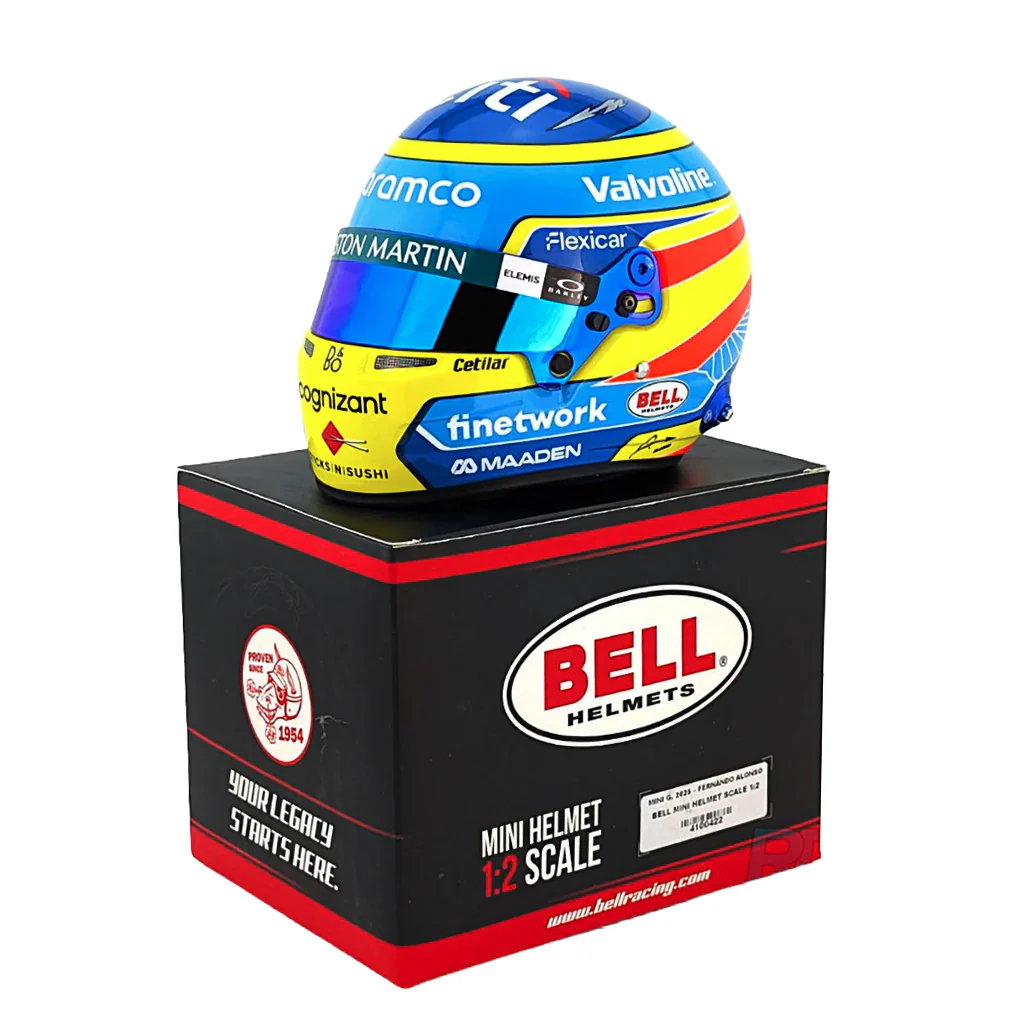 Bell HP77 Fernando Alonso 1:2 Scale F1 Mini Helmet for Aston Martin 2025 F1 Season - Image 6