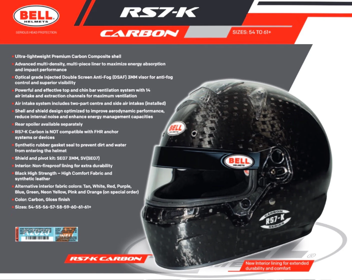 Bell RS7-K Carbon Fiber Karting Helmet - Image 13