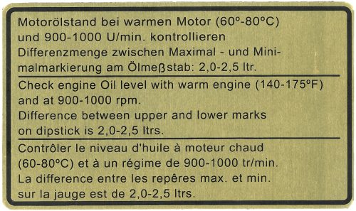 Engine Oil Level Decal — Early Porsche 911 “Longhood” (1965–1973), JP-1603