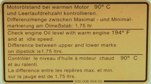 Engine Oil Level Decal — G-Body Porsche 911 & 930 Turbo (1974–1989), JP-1605 - Image 4