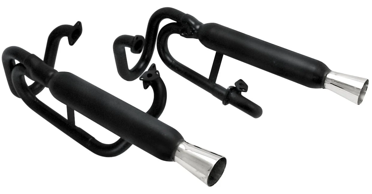 Buggy Dual Exhaust Black with Chrome Tips, without Heater Box
