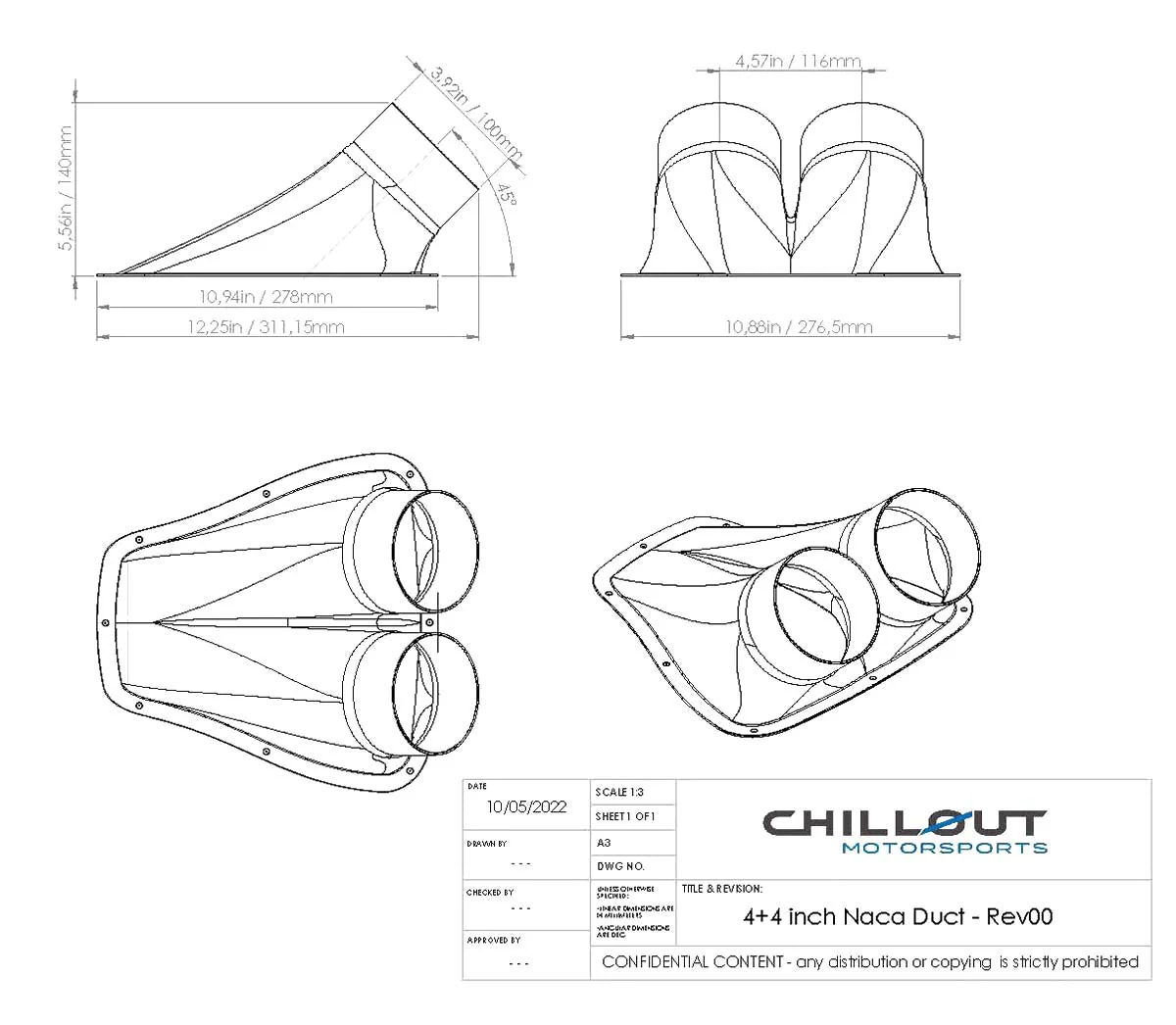 Chillout Systems 4-Inch Carbon Fiber Dual NACA Duct - Image 6