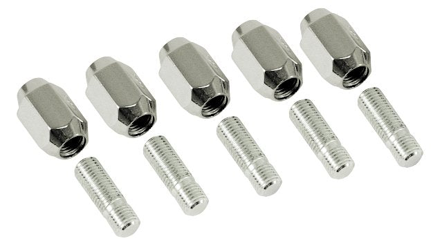 Chrome Nut & Stud Kit, M12-1.5, 60 Degree, (for Steel Wheels, 5 Pair)