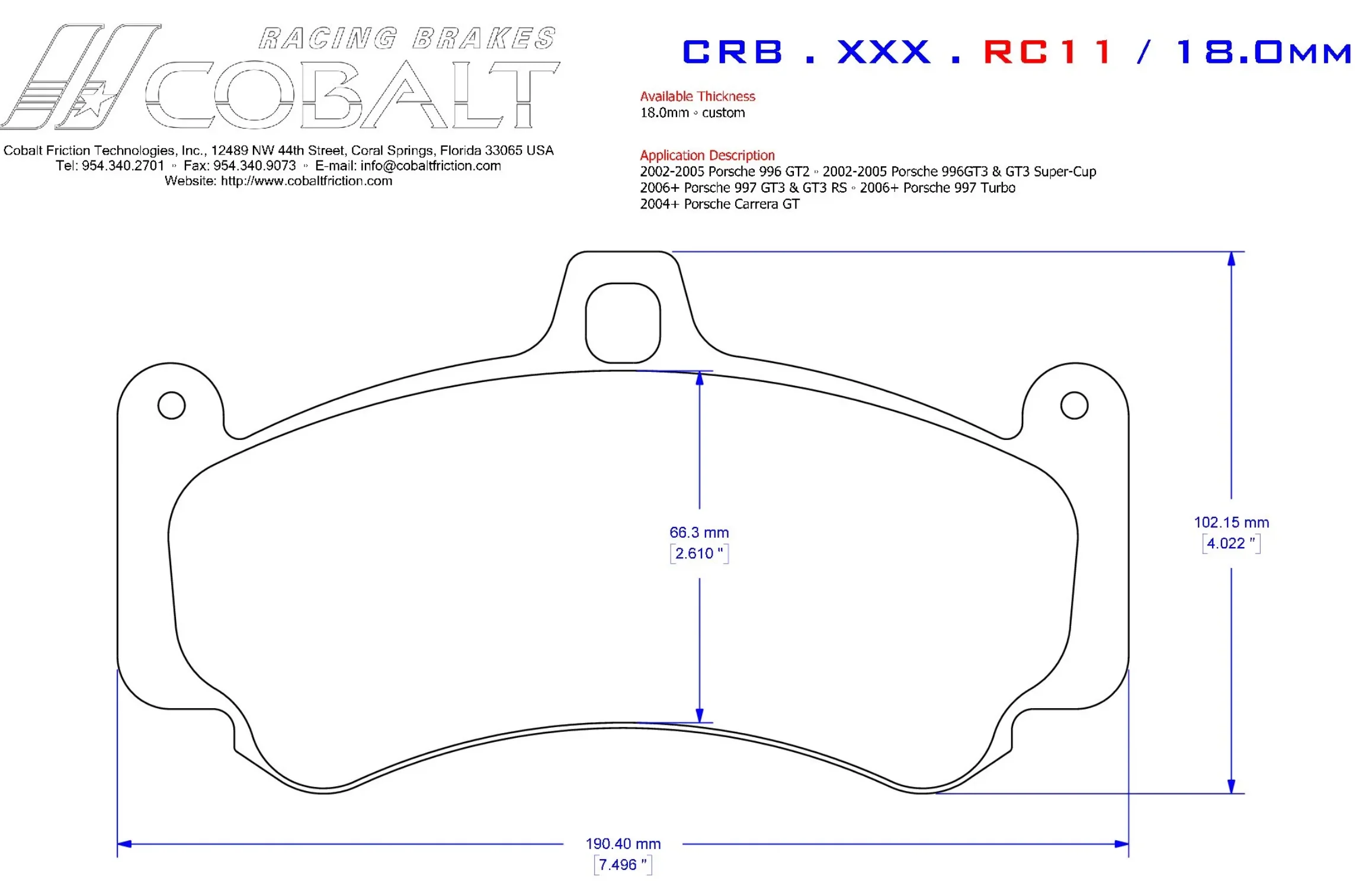 Cobalt XR1 Front Brake Pads for Porsche Carrera GT/996/997 (2000–2012) - Image 2