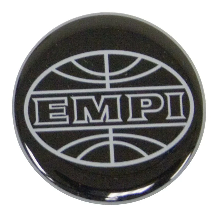 EMPI Logo, Black / Silver, 43mm Fits Most Wheels & Wheel Caps, Set of 4 Also fits 79-4115/16/17