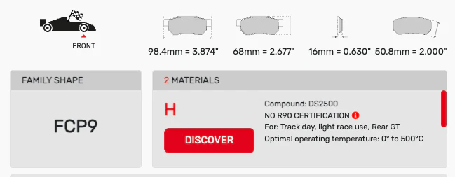 Ferodo Front/Rear Racing Brake Pad Set FCP0009 for AC Cobra 7.0/AC Cobra 428 7.0/Aston Martin DB5/DB6/DBS/Ferrari 206/Jaguar E-Type 4.2/5.3/More - Image 7