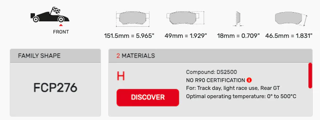 Ferodo Front Brake Pad Set FCP0276 for Porsche/Audi/BMW Motorsport Applications - Image 2