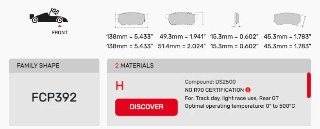 Ferodo Front Brake Pad Set FCP0392 for Porsche 928 S4/GT/GTS (1987–1995) - Image 2