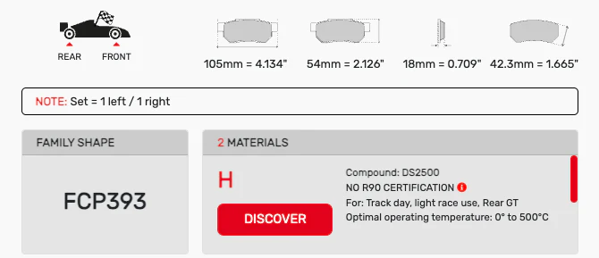 Ferodo Front Brake Pad Set FCP0393 for Porsche/Audi/BMW Motorsport Applications - Image 2