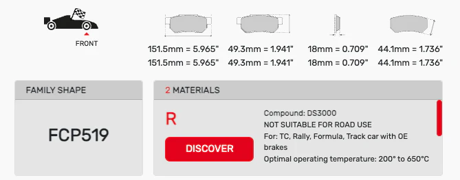 Ferodo Front Brake Pad Set FCP0519 for Porsche/Audi/BMW Motorsport Applications - Image 2