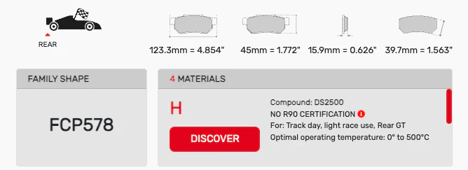 Ferodo Rear Brake Pad Set FCP0578 for Porsche/Audi/BMW Motorsport Applications - Image 2