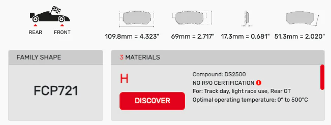 Ferodo Rear Brake Pad Set FCP0721 for Porsche/Audi/BMW Motorsport Applications - Image 2