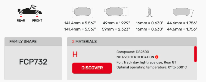 Ferodo Rear Brake Pad Set FCP0732 for Porsche/Audi/BMW Motorsport Applications - Image 2