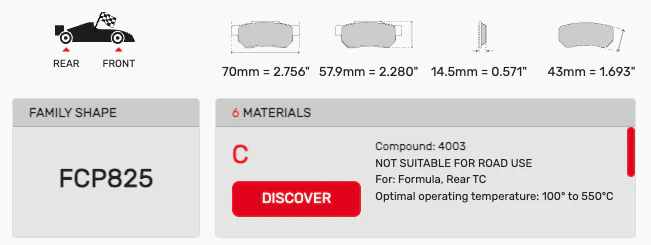 Ferodo Brake Pad Set FCP0825 for Porsche/Audi/BMW Motorsport Applications - Image 2