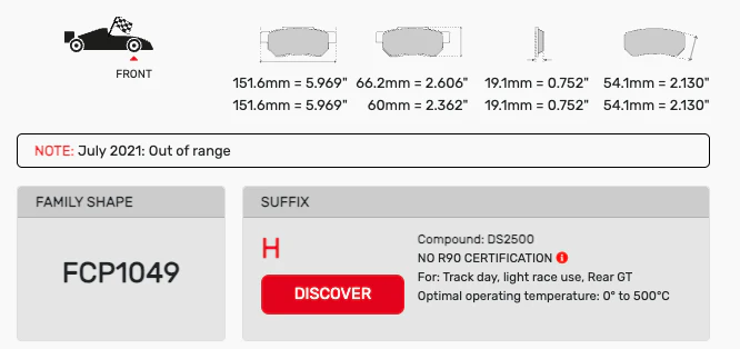 Ferodo Brake Pad Set FCP1049 for Porsche/Audi/BMW Motorsport Applications - Image 2
