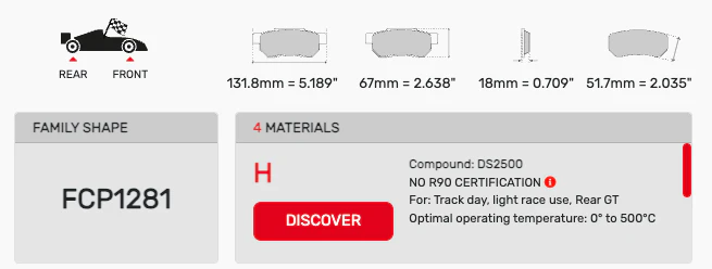 Ferodo Brake Pad Set FCP1281 for Porsche/Audi/BMW Motorsport Applications - Image 2