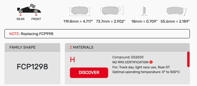 Ferodo Brake Pad Set FCP1298 for Porsche/Audi/BMW Motorsport Applications - Image 2