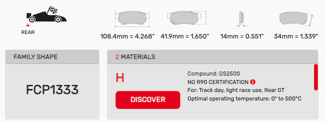 Ferodo Brake Pad Set FCP1333 for Porsche/Audi/BMW Motorsport Applications - Image 2