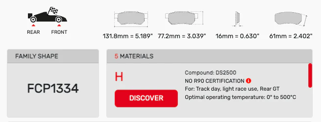 Ferodo Brake Pad Set FCP1334 for Porsche/Audi/BMW Motorsport Applications - Image 2