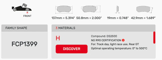 Ferodo Brake Pad Set FCP1399 for Porsche/Audi/BMW Motorsport Applications - Image 2
