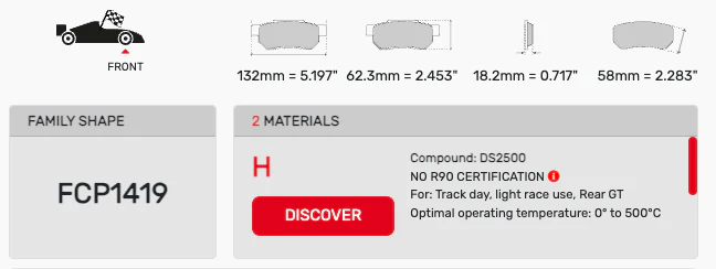 Ferodo Brake Pad Set FCP1419 for Porsche/Audi/BMW Motorsport Applications - Image 2
