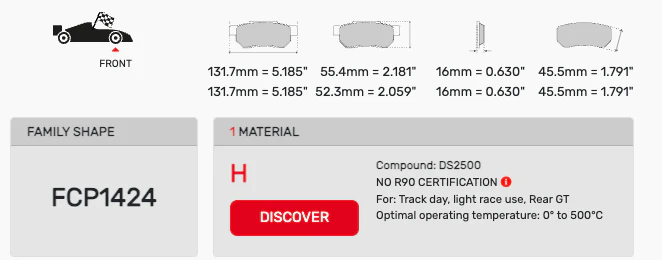 Ferodo Brake Pad Set FCP1424 for Porsche/Audi/BMW Motorsport Applications - Image 2