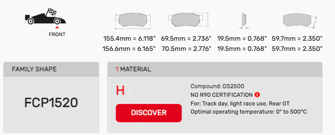 Ferodo Brake Pad Set FCP1520 for Porsche/Audi/BMW Motorsport Applications - Image 2