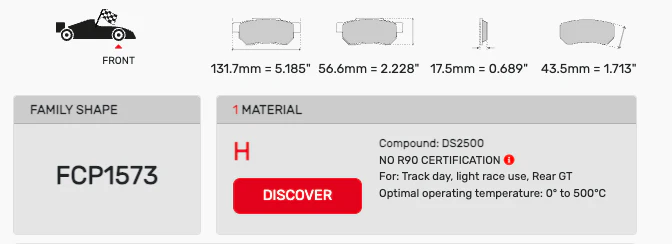 Ferodo Brake Pad Set FCP1573 for Porsche/Audi/BMW Motorsport Applications - Image 2