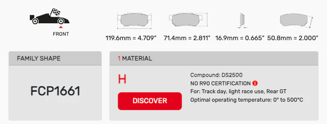 Ferodo Brake Pad Set FCP1661 for Porsche/Audi/BMW Motorsport Applications - Image 2