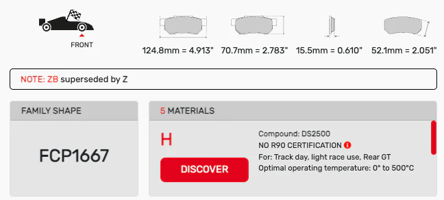 Ferodo Brake Pad Set FCP1667 for Porsche/Audi/BMW Motorsport Applications - Image 2