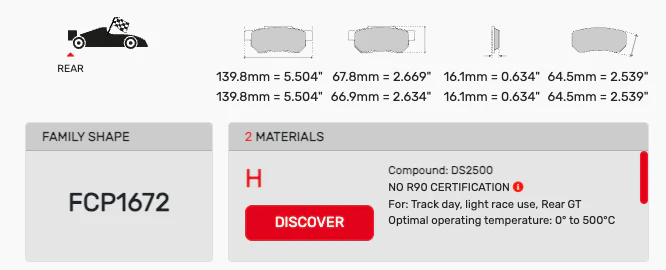 Ferodo Brake Pad Set FCP1672 for Porsche/Audi/BMW Motorsport Applications - Image 2