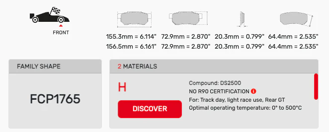 Ferodo Brake Pad Set FCP1765 for Porsche/Audi/BMW Motorsport Applications - Image 2
