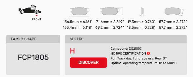Ferodo Brake Pad Set FCP1805 for Porsche/Audi/BMW Motorsport Applications - Image 2