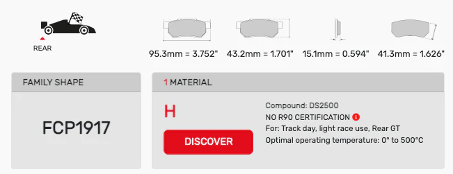 Ferodo Brake Pad Set FCP1917 for Porsche/Audi/BMW Motorsport Applications - Image 2