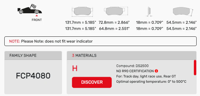 Ferodo Brake Pad Set FCP4080 for Porsche/Audi/BMW Motorsport Applications - Image 2