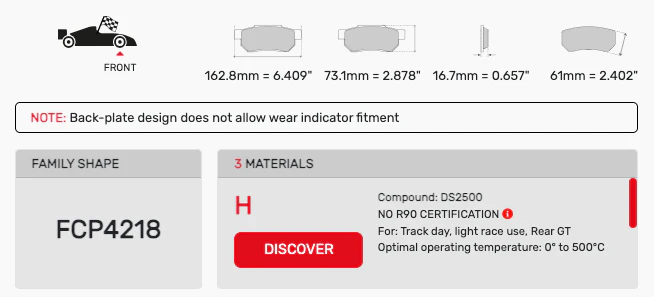 Ferodo Brake Pad Set FCP4218 for Porsche/Audi/BMW Motorsport Applications - Image 2