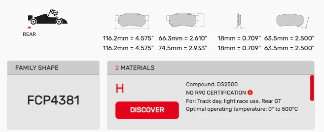 Ferodo Racing Brake Pad Set FCP4381 for Porsche 997 Carrera/Carrera S (2005–2012) - Image 2